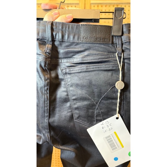 Calvin Klein Jeans Womens Mid‎ Rise Black Coated Skinny Pants New W27 L32 - Picture 3 of 4